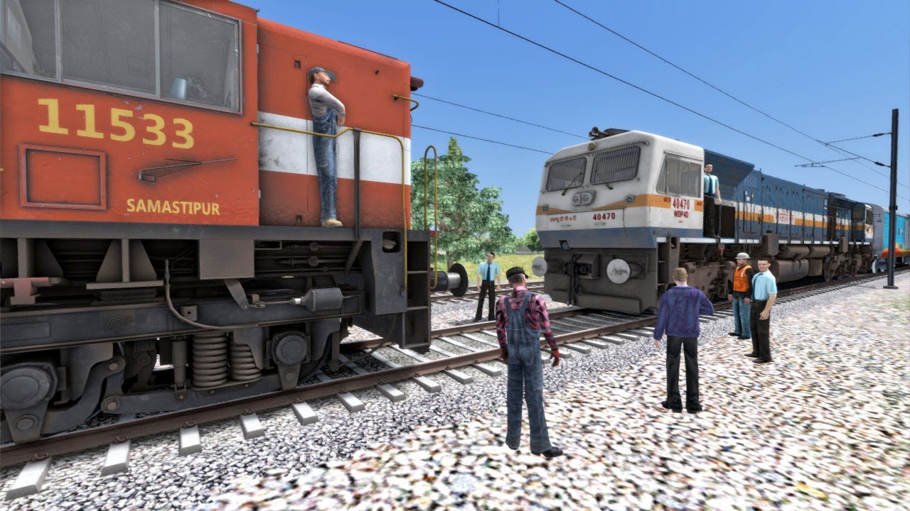 EMD Loco Failed of LHB Humsafar Express Rescued BY WDM 3D :- Train simulator