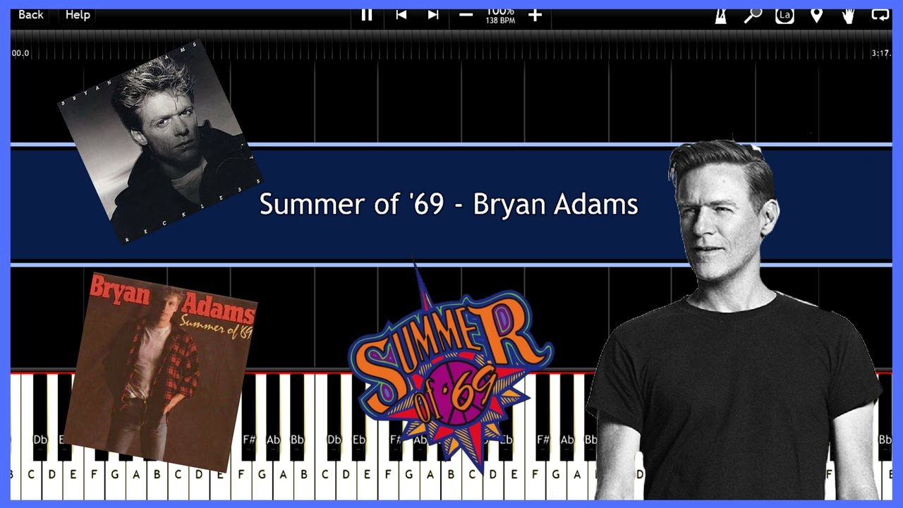 Summer of '69 - Bryan Adams (Synthesia) [Tutorial] [Instrumental Video] [Download]