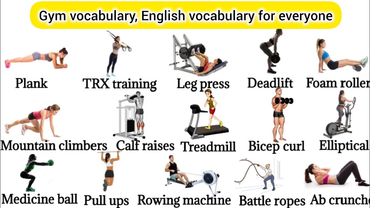 Gym vocabulary | daily useful vocabulary for beginners in gym | English vocabulary