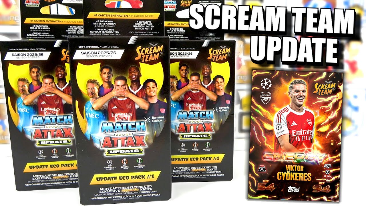 *NEW* OPENING 3 MATCH ATTAX 2025/26 SCREAM TEAM UPDATE ECO PACKS | Hunting Gyokeres Energy Card