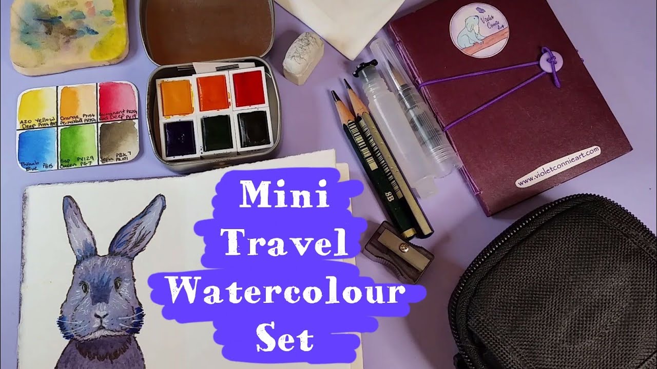 Mini Watercolour Travel Art Kit | Purple Rabbit Speed Paint