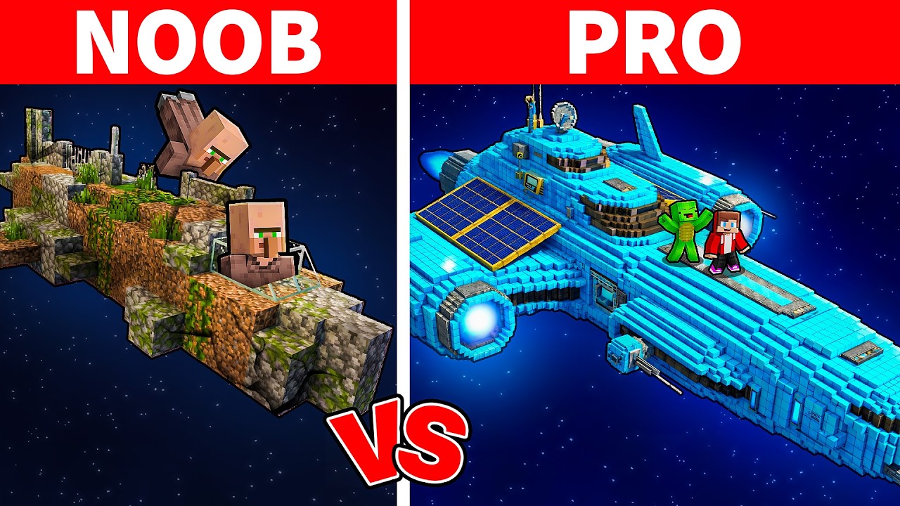 Mikey & JJ vs Villagers - NOOB vs PRO : Spaceship in Minecraft (Maizen)