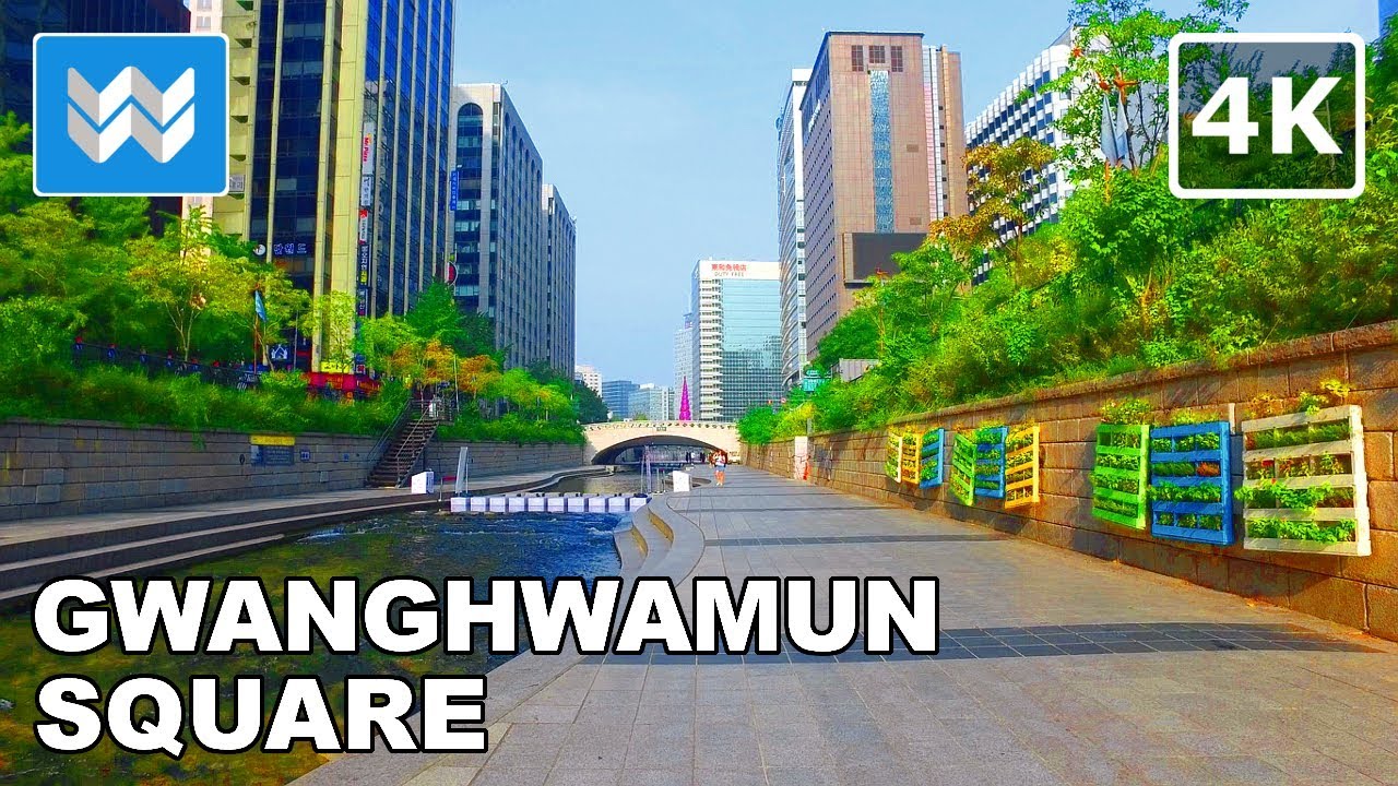 [4K] Cheonggyecheon Stream (청계천) to Gwanghwamun Square (청계광장) in Seoul, South Korea Walking Tour 🇰🇷