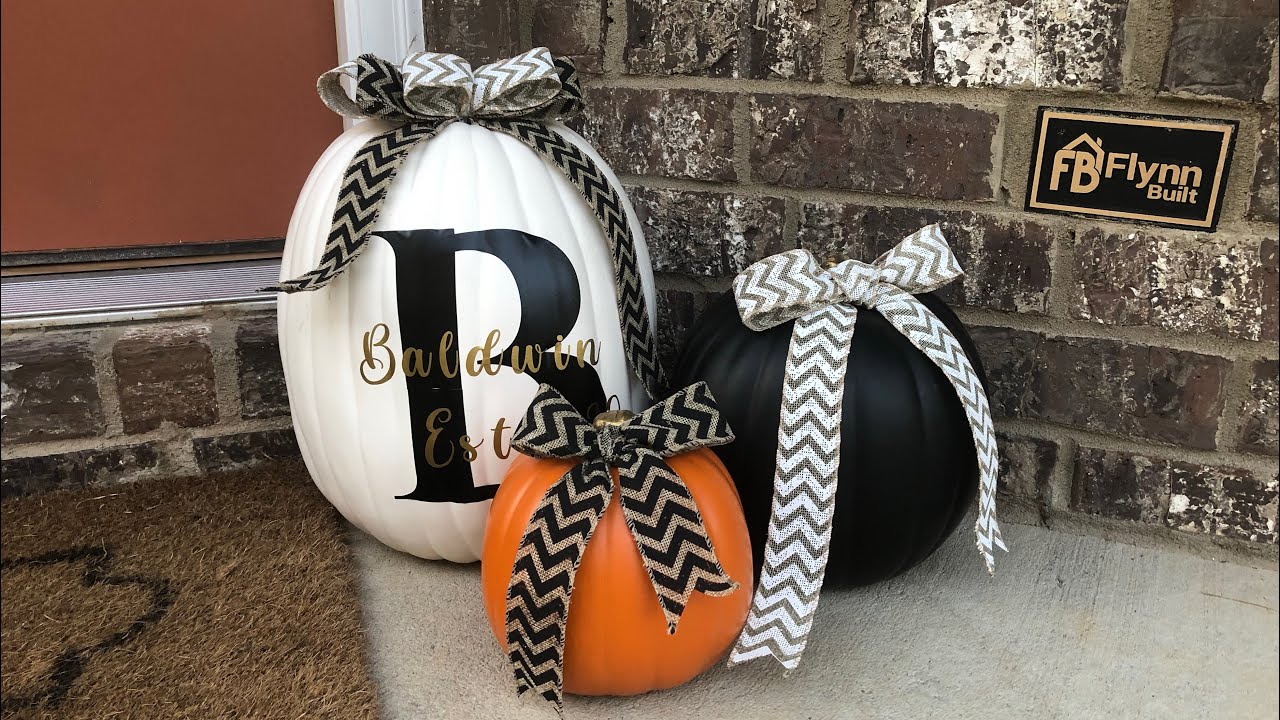 🎃 DIY Custom Vinyl Monogram fall decor craft pumpkins 🎃 with cricut printer