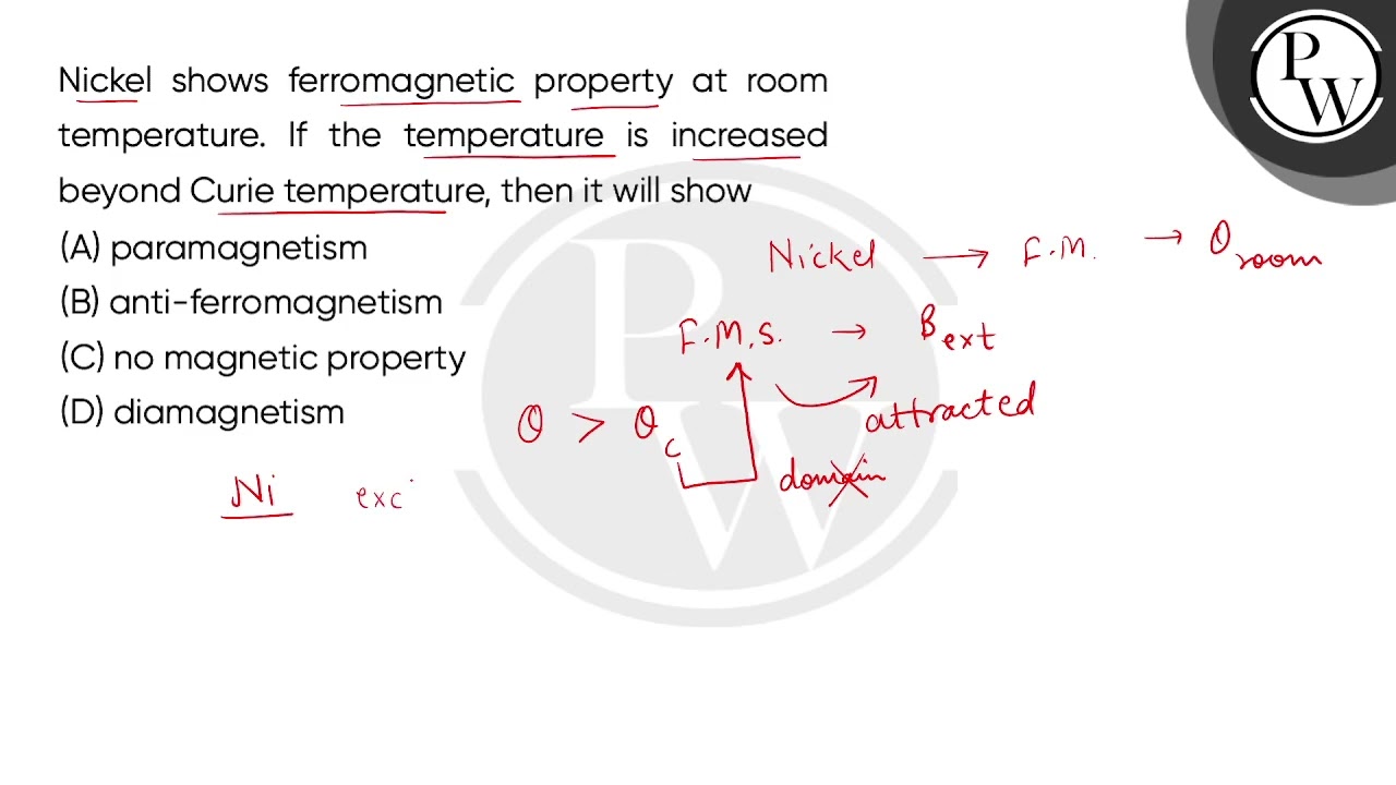 Nickel shows ferromagnetic property at room temperature. If the temperature is increased beyond ....