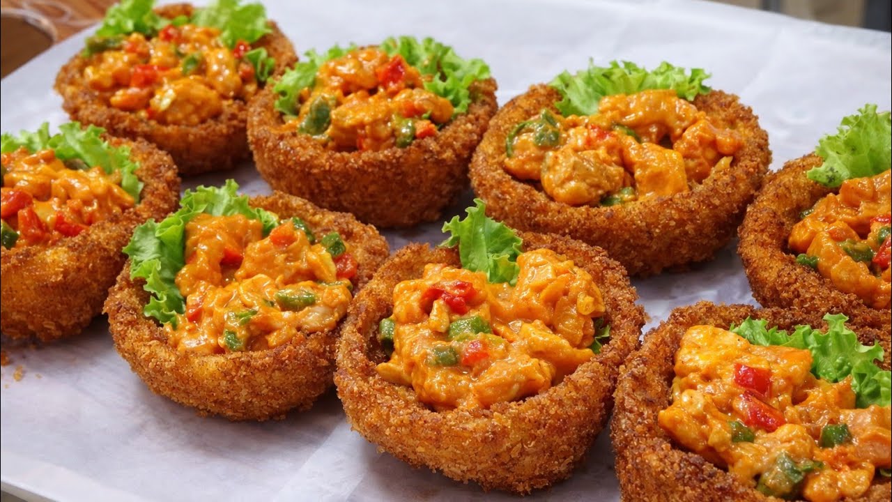Iftar Party Special New Bread Snack Recipe l Bread Basket With Creamy Chicken by Recipes kitchen 