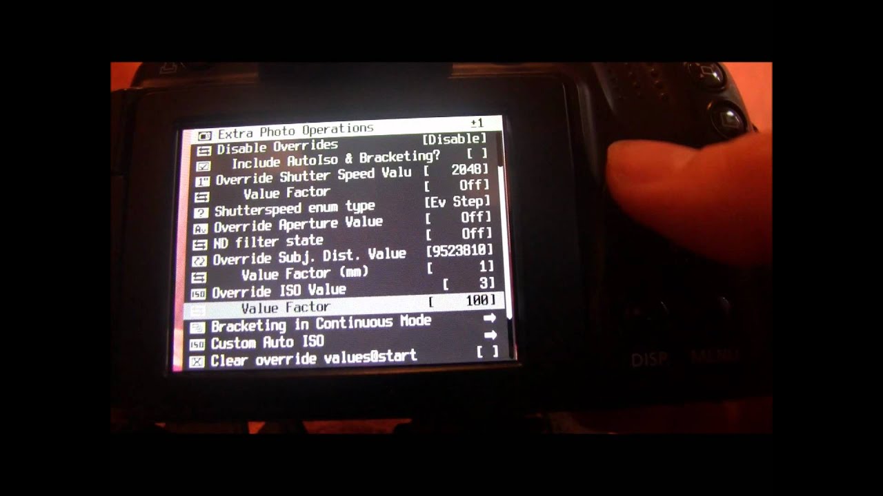 Canon Powershot SX40 HS Tutorial: Step Twenty Four - Using CHDK to override Settings