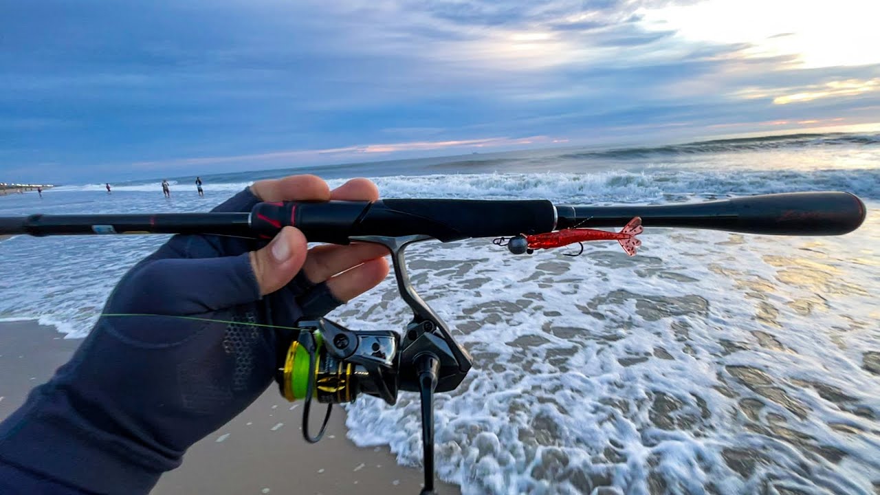 🌊🎣PESCARIA NA PRAIA COM ISCAS ARTIFICIAIS