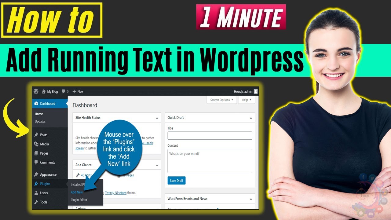 How to add running text in wordpress 2026