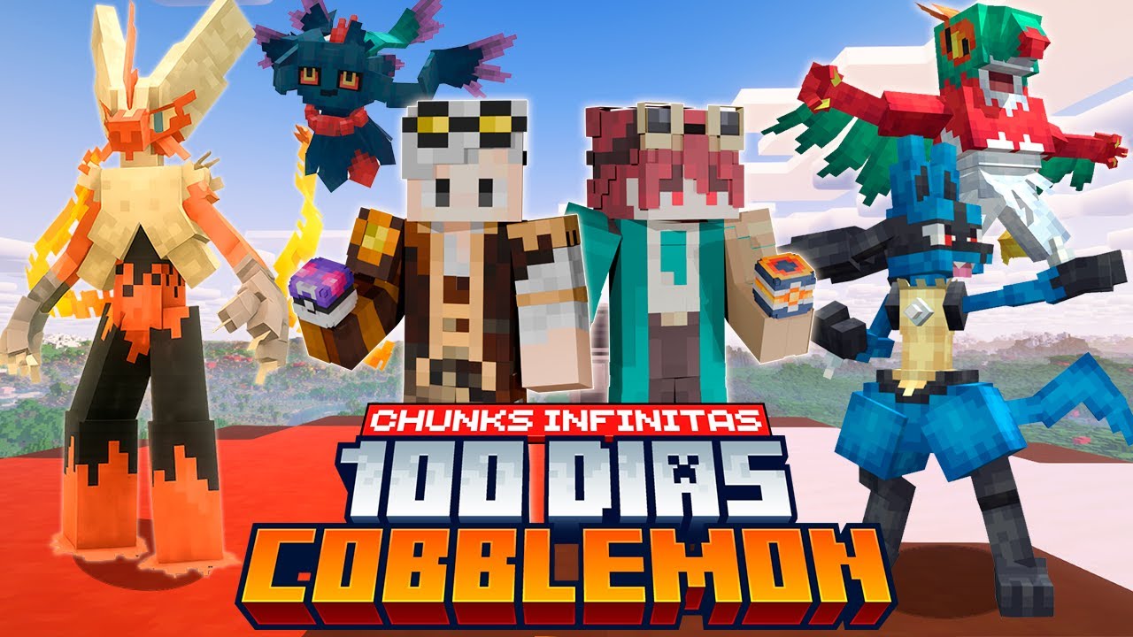 SOBREVIVI 100 DIAS no MINECRAFT COBBLEMON com CHUNKS INFINITAS em DUPLA