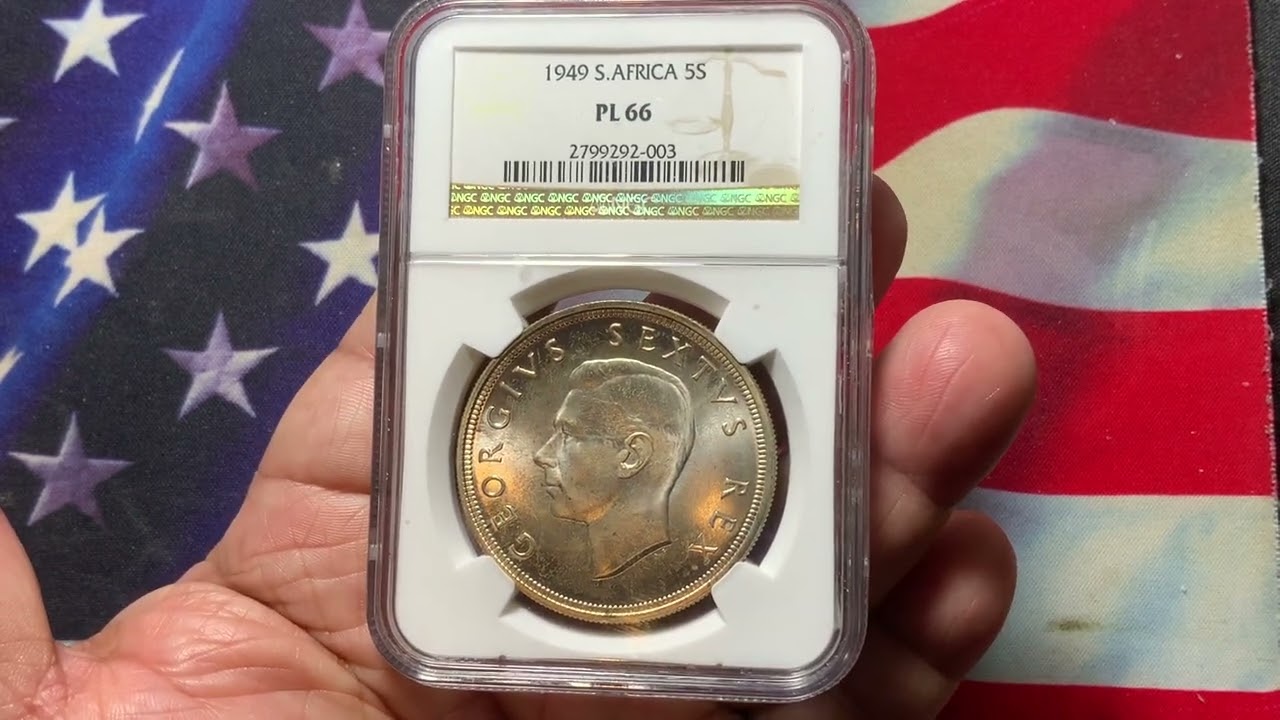 South Africa 1949 5 Shillings Rare NGC PL 66 Beauty