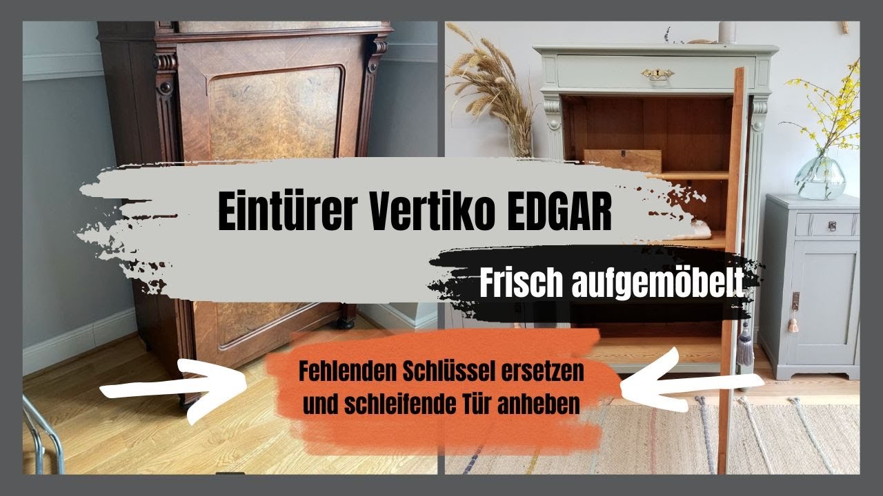 Refurbished: Vertiko EDGAR freshly painted. Replaced missing key and lifted dragging door