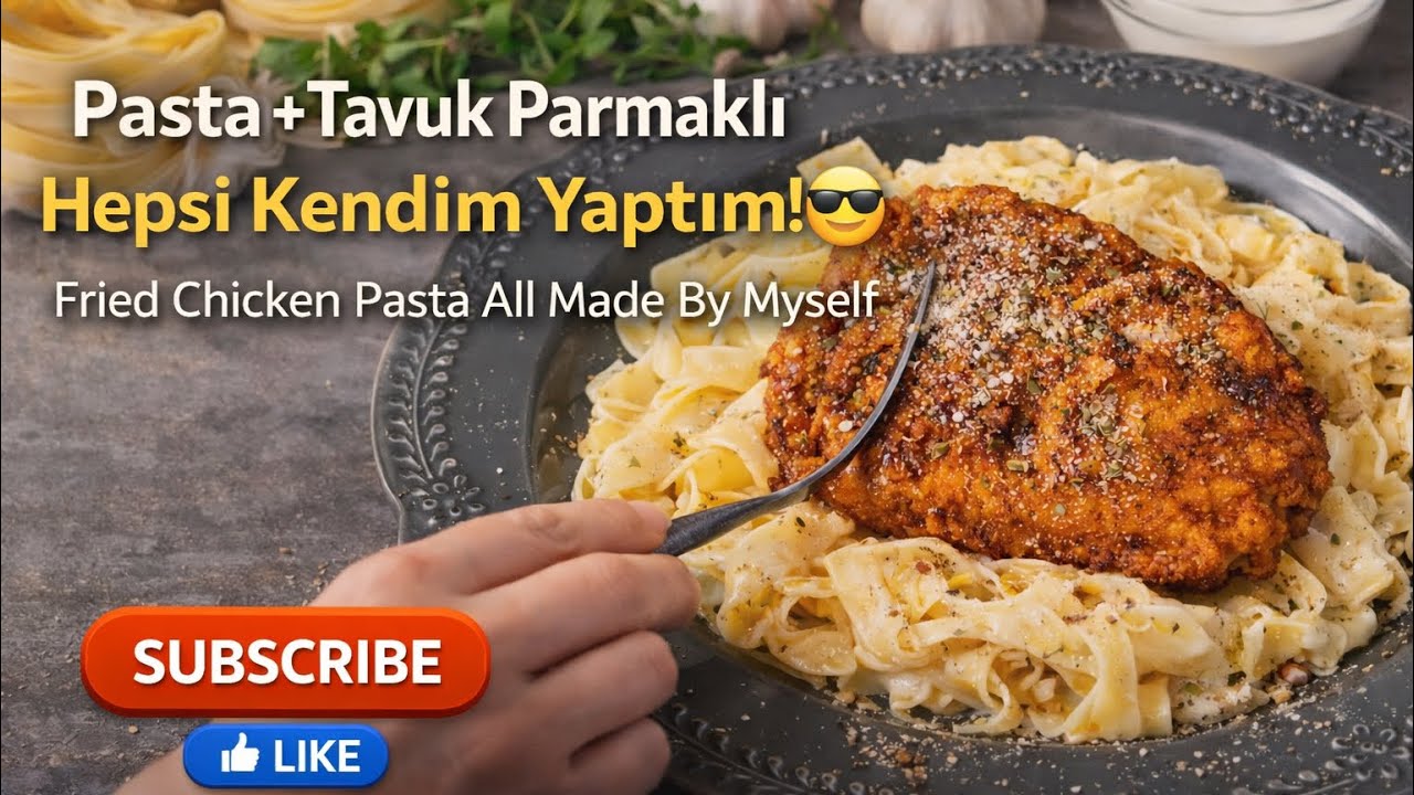 🍗🍝 Ev Yapımı Çıtır Tavuklu Fettuccine