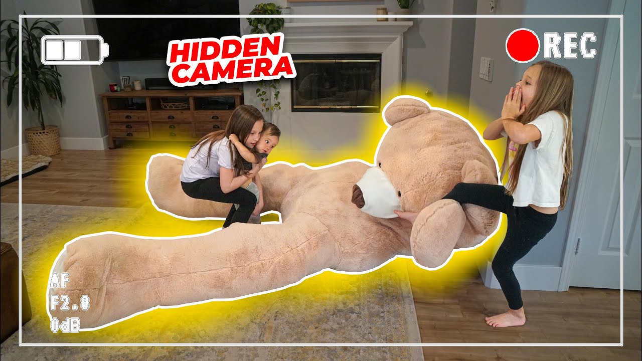 DAD PRANKS Baby and Daughters with Huge TEDDY BEAR ALIVE...(must see reactions)