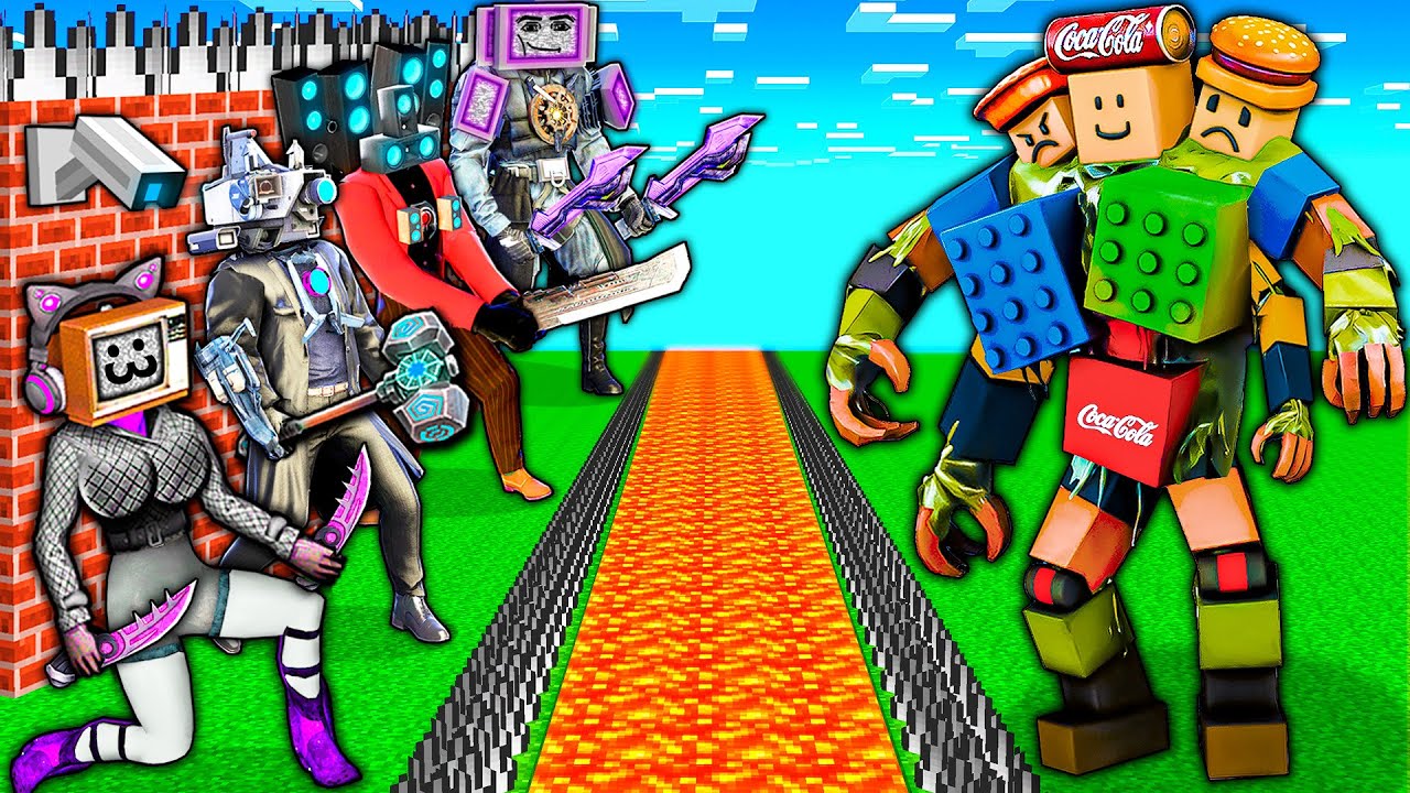 SURVIVAL BASE of NOOBINI TITAN BOSS vs TV MAN and TV WOMAN vs SKIBIDI TOILET in MINECRAFT animation