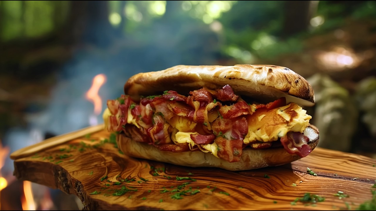 XXL EGG & BACON TOAST! 🍳🥓🔥 Ultimate Forest Breakfast | ASMR