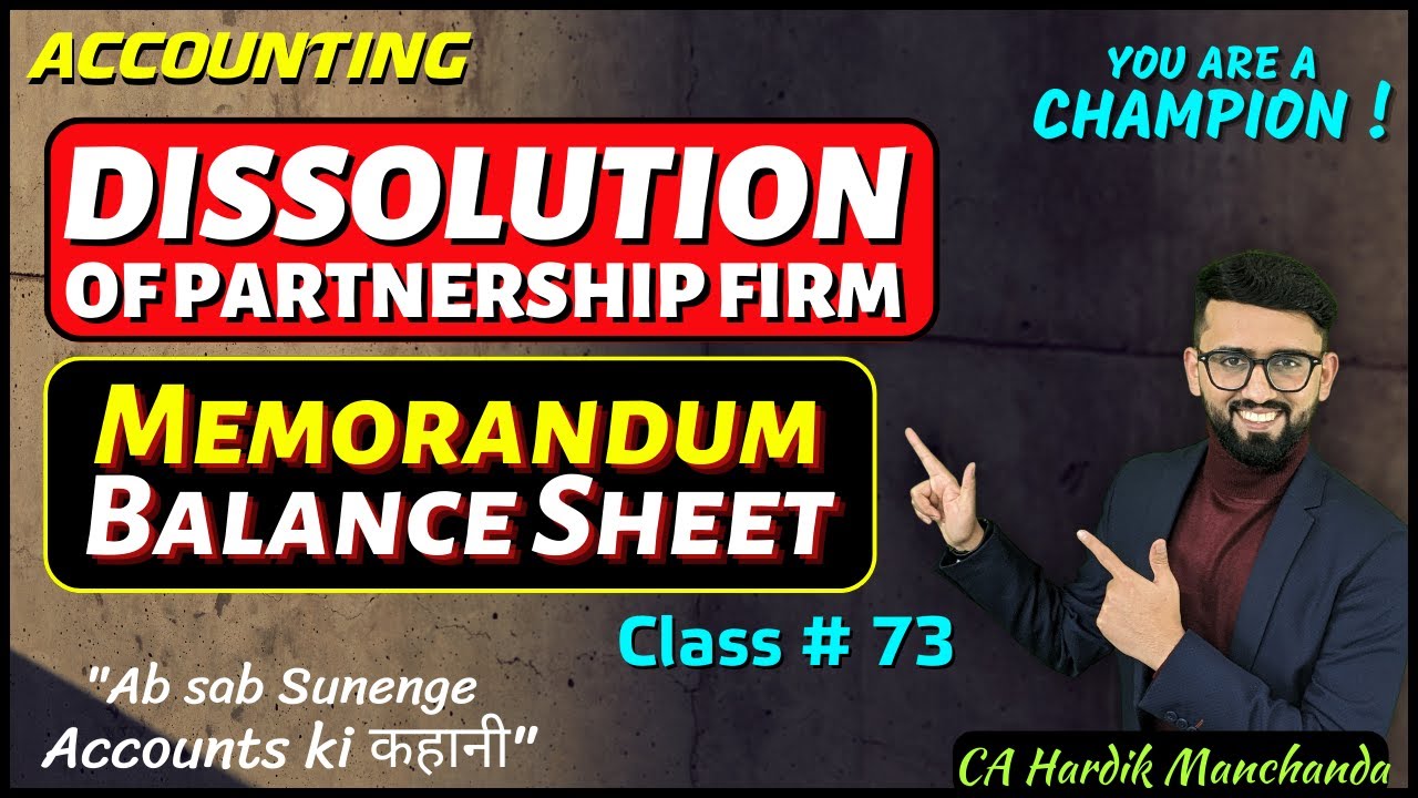 Memorandum Balance Sheet | Important Questions  | Dissolution of Firm Class 12 Accounts