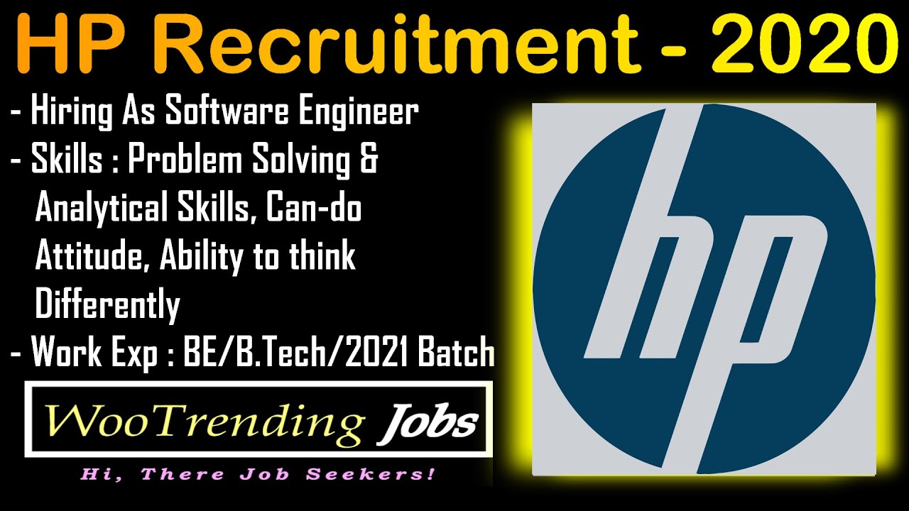 HP Recruitment - 2020 | Hiring As Software Engineer R&D - Intern |  BE/B.Tech &ndash; 2021 Batch