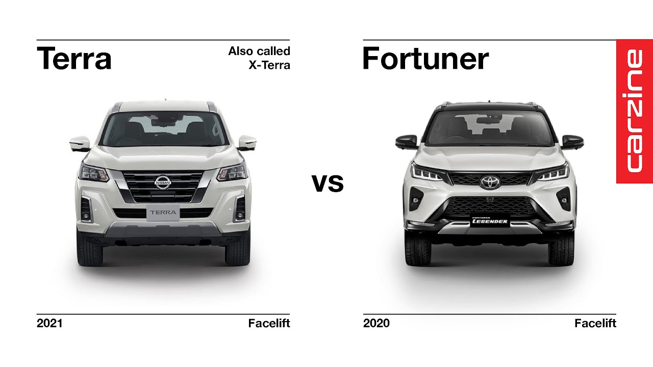 New Nissan Terra/XTerra VS Toyota Fortuner facelift side-by-side visual comparison & specs 2021/2022