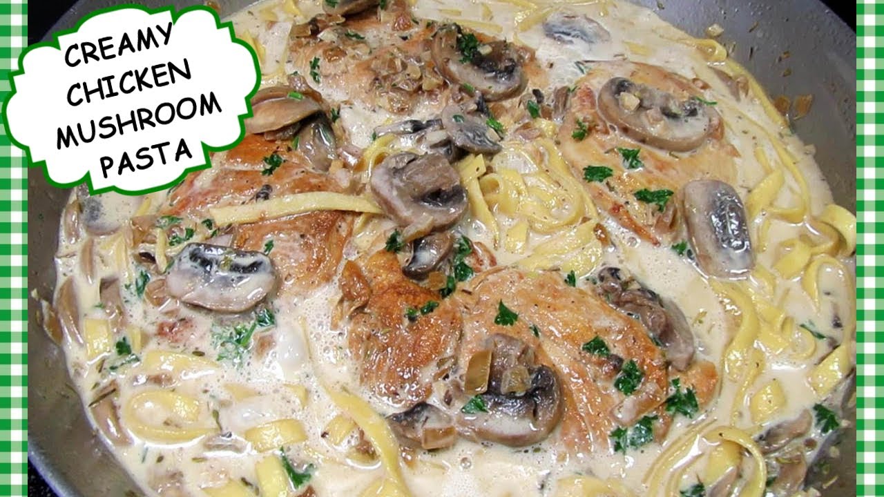 Creamy Garlic Chicken & Mushrooms with Fettuccini | One Pan Chicken Pasta Recipe