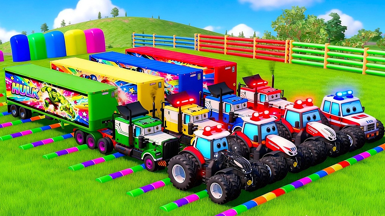 INSANE COLORFUL TRACTOR TRANSPORT! Giant Box Trailer Truck Overload!   FS22