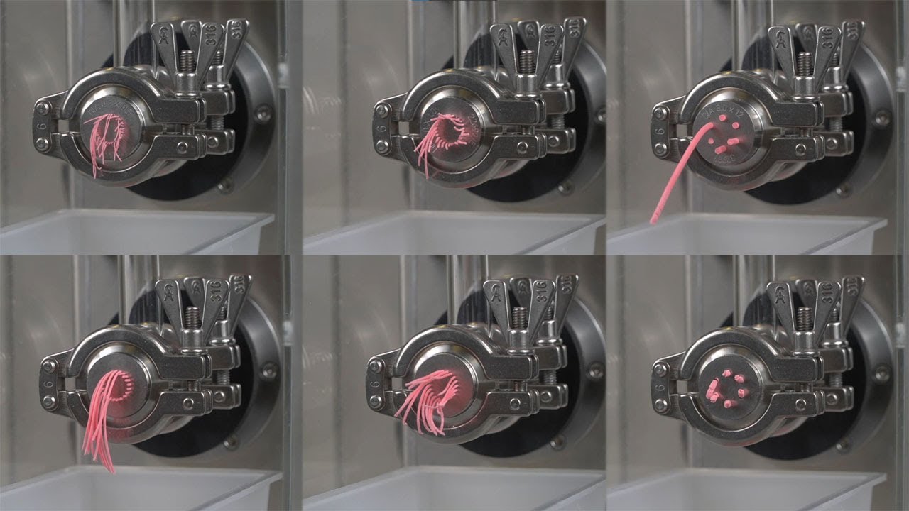 6 Different extrusion dies in action