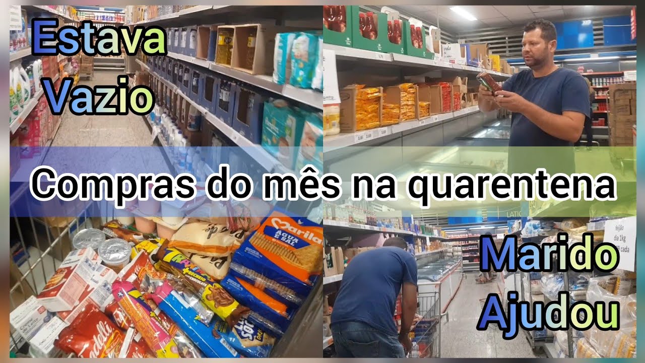 Compra do m&ecirc;s na Quarentena - Supermercado Dia / Marido ajudou || Na casa da Ju