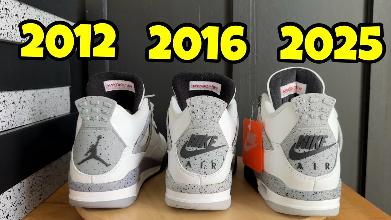 Air Jordan 4 White Cement Comparison 2012 vs 2016 vs 2025