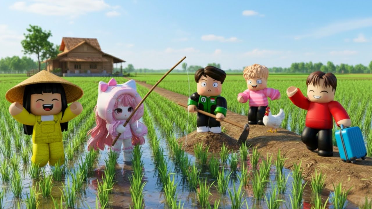 LIBURAN KE KAMPUNG HALAMAN Kehidupan KELUARGA HARABI Yuta & Mio Puasa di Desa | Roblox