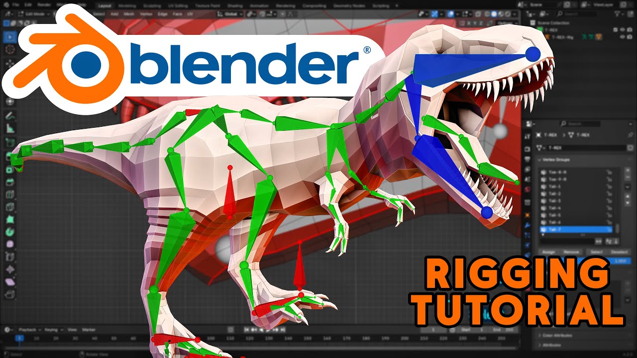 T-Rex Rigging Tutorial in Blender 3D🔥| By Malikose Studio