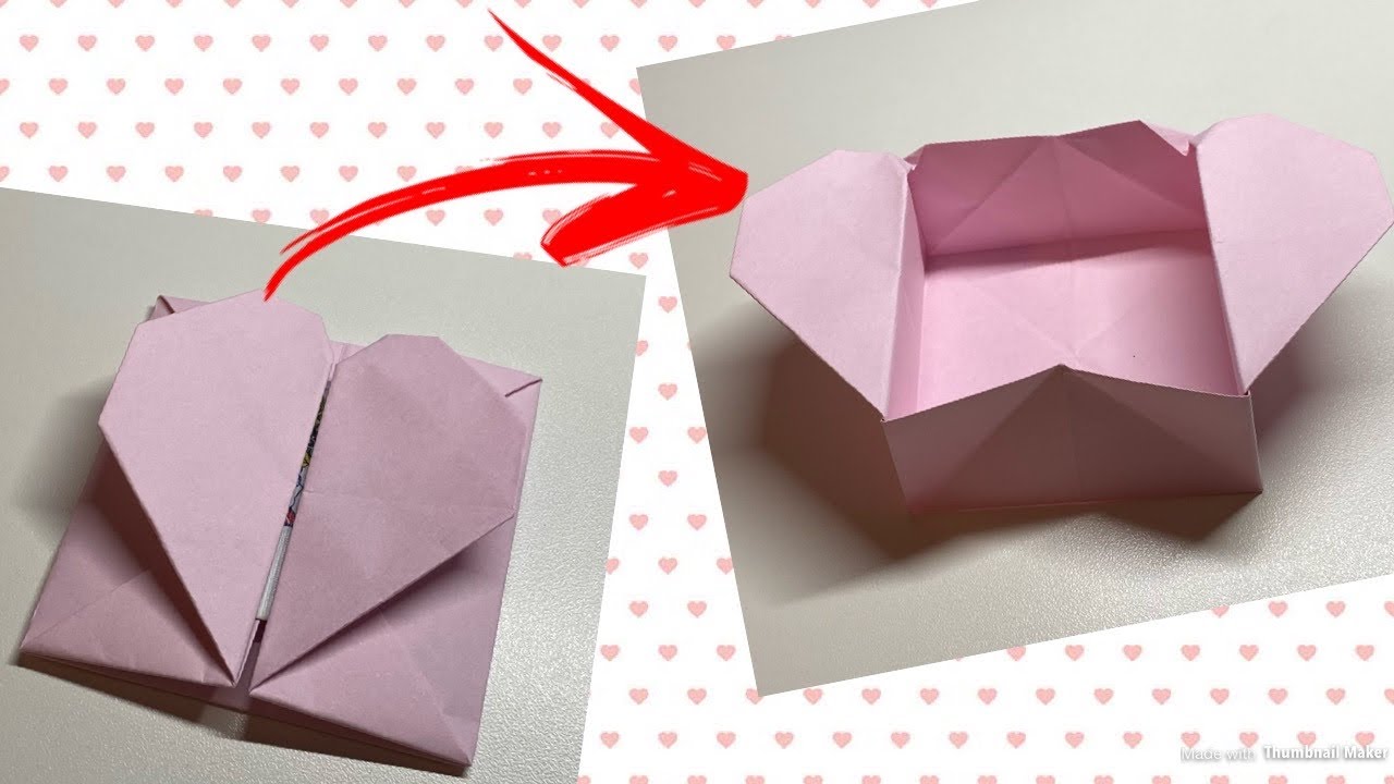 Como fazer uma caixa de coração de origami - caixinha de papel - presente de dia dos namorados