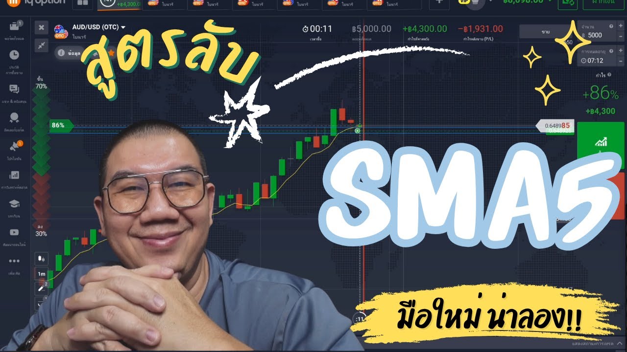IQ OPTION สูตรลับทำกำไรด้วยเส้น SMA5 +17,000 บาท ใน 2 วัน!!