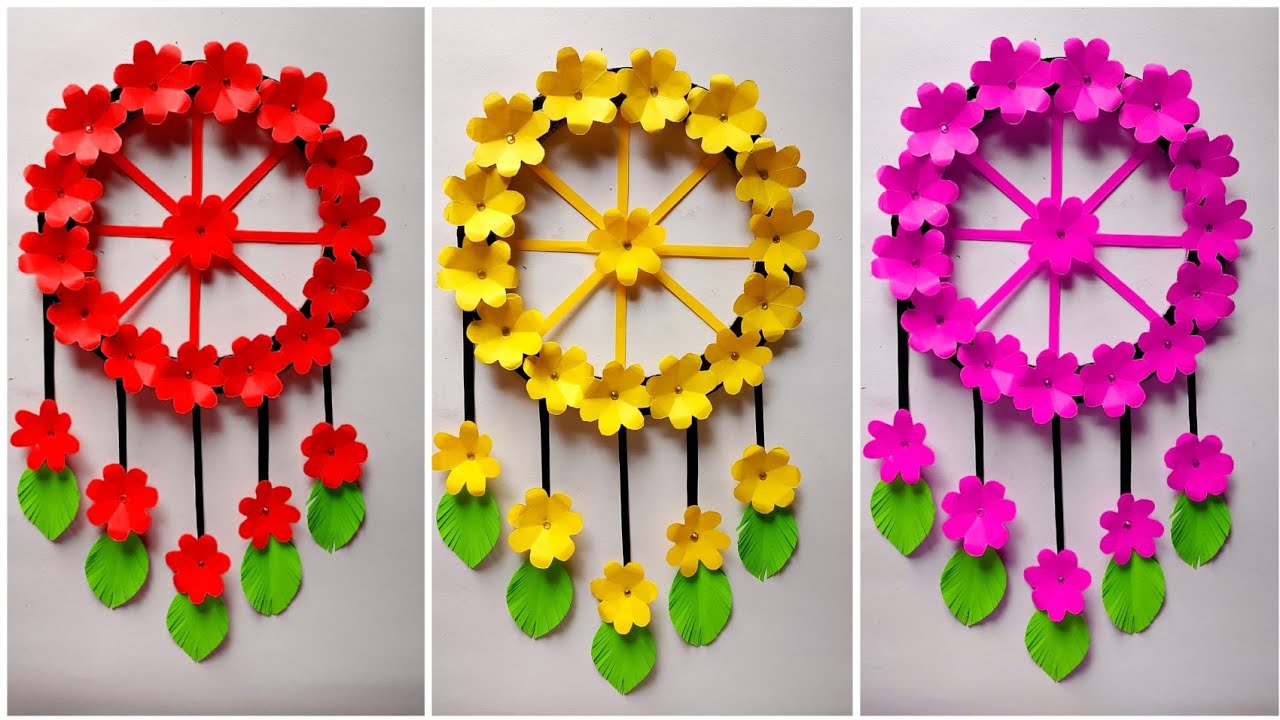 2 beautiful flower wall hanging / Paper craft for home decoration / DIY Wall Hanging #walldecor #diy
