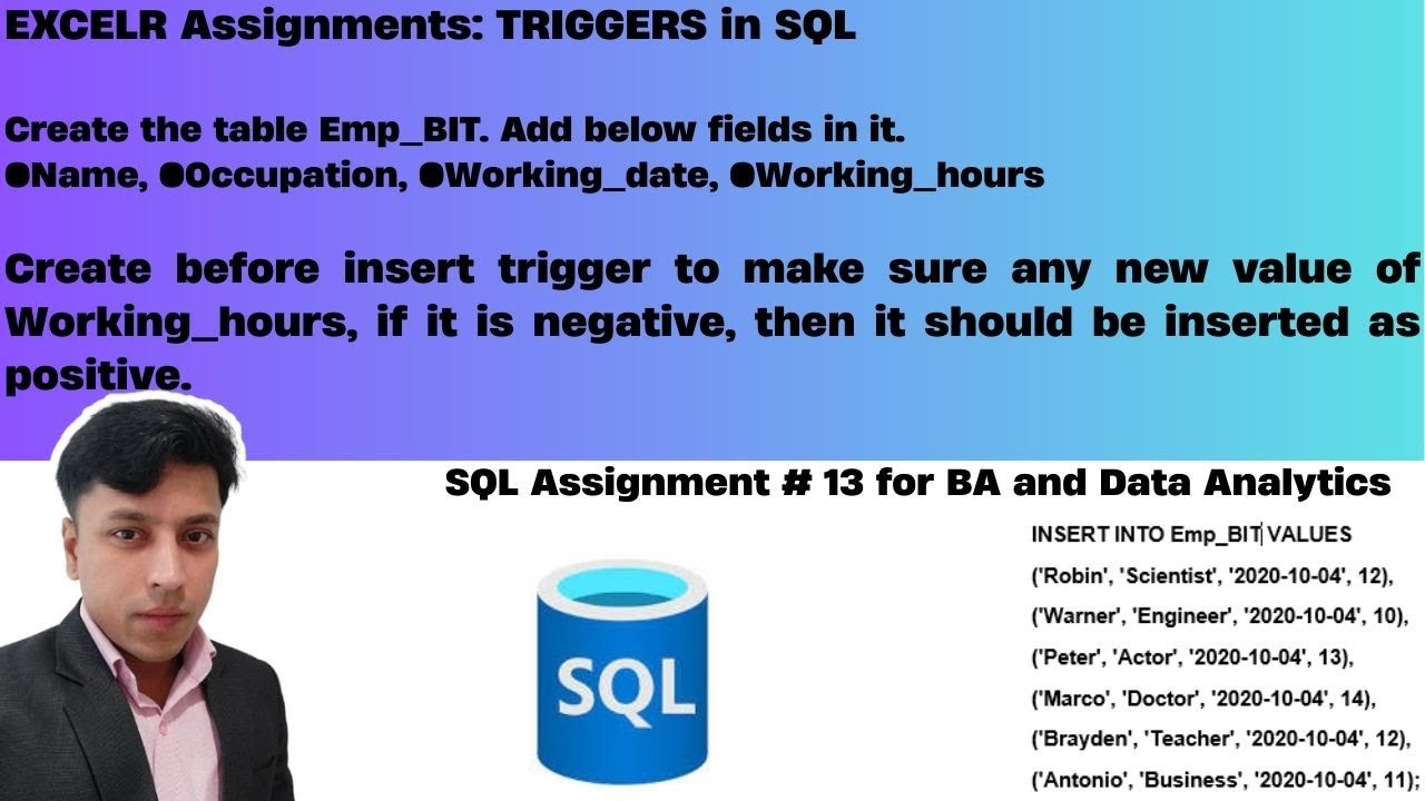 ExcelR Assignment Solution for BA and Data Analytics. Assignment - 13 TRIGGERS in MySQL
