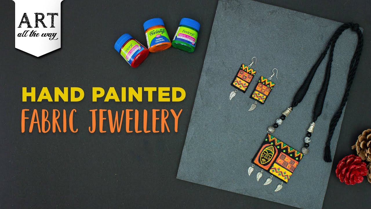 Hand Painted Fabric Jewellery  | Jewellery Making Ideas | DIY Fabric Painting