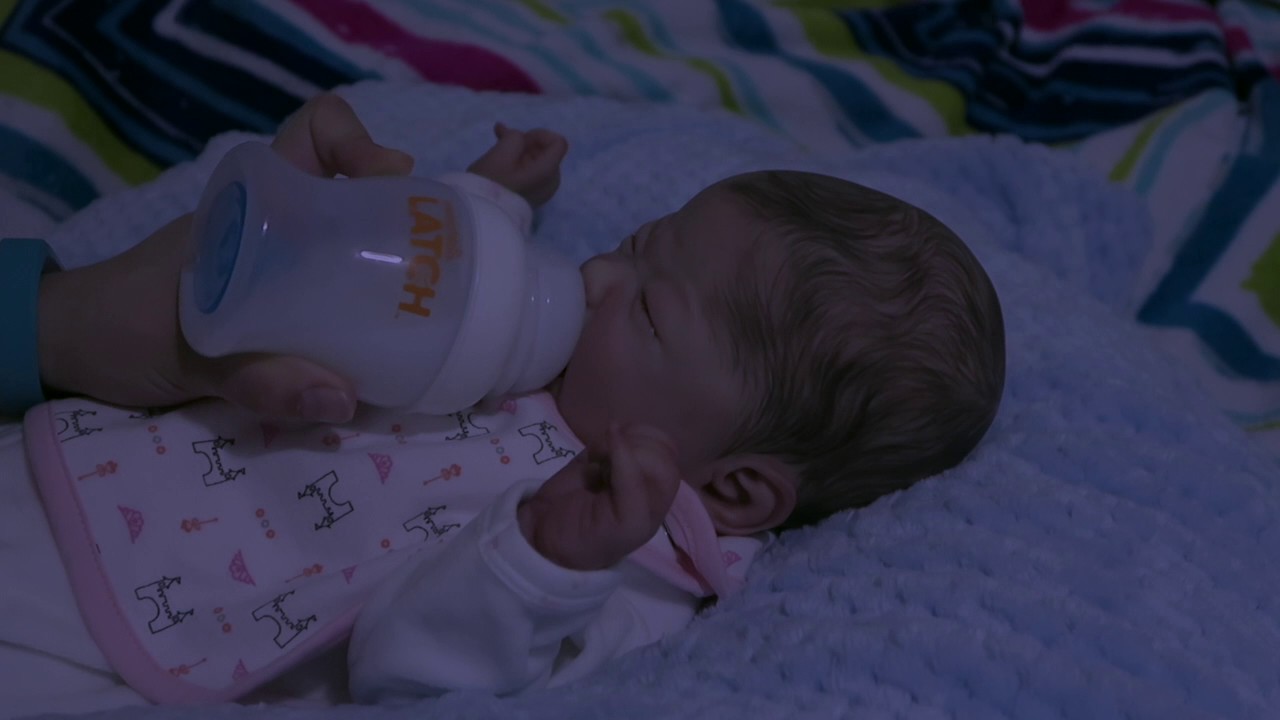 Reborn Baby Laelynn's 3 A.M. Feeding During A Thunderstorm. Relaxing Feeding And Changing (Roleplay)