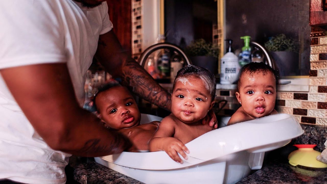 Bath Time With Our Baby Triplets *Challenging*
