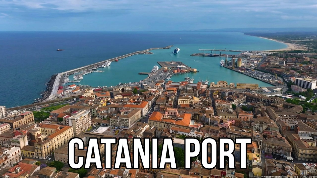 Catania port  / Sicily aerial ITALY