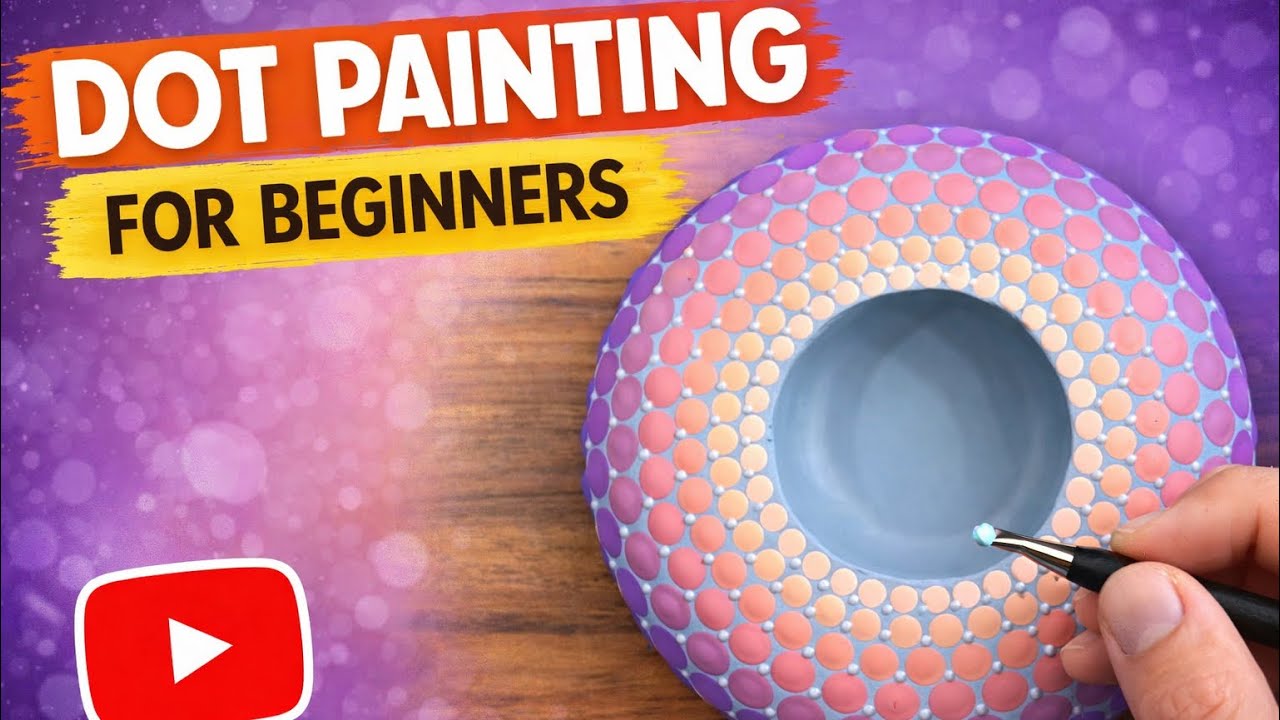 Dot painting for beginners. Painting candle holder