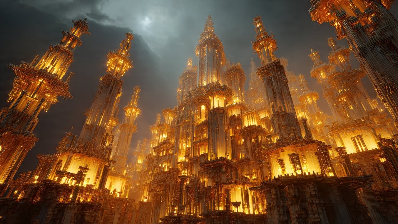 The Amber Castle of Dreams | A Journey Through Radiant Luxury & Warm Light (4K)