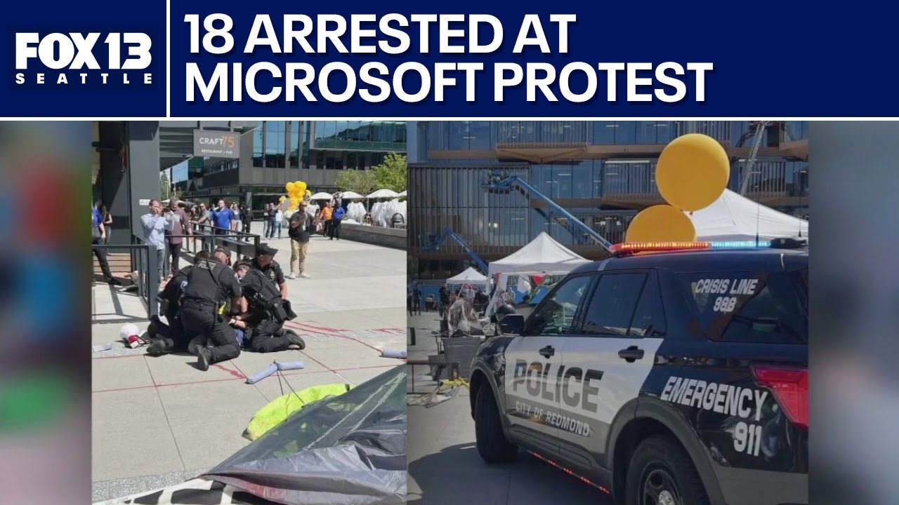 18 arrested after protest at Microsoft protest | FOX 13 Seattle