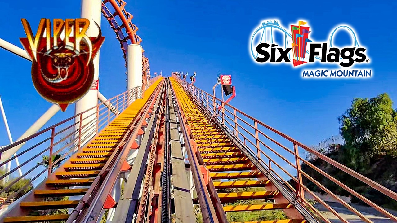 Dec 2025 Viper Roller Coaster On Ride Front Seat POV Six Flags Magic Mountain
