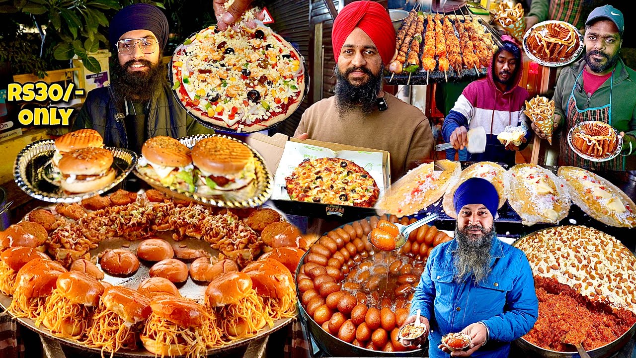 Rs30/-Only Sardar ji Ka Viral Burger | Punjab Street Food | Lazwab Pizza Dosa Gajar Ka Halwa
