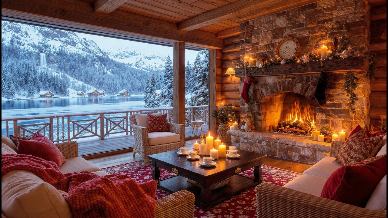 Cozy Jazz by the Fireplace 🔥 Snowy Cabin Night for Deep Relax & Study