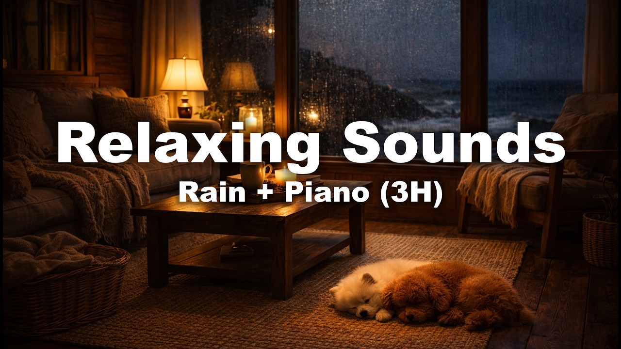 비 오는 밤 | 바닷가 별장 🌧️ Rainy Seaside Cabin | 3 Hours Piano & Rain for Study / Sleep