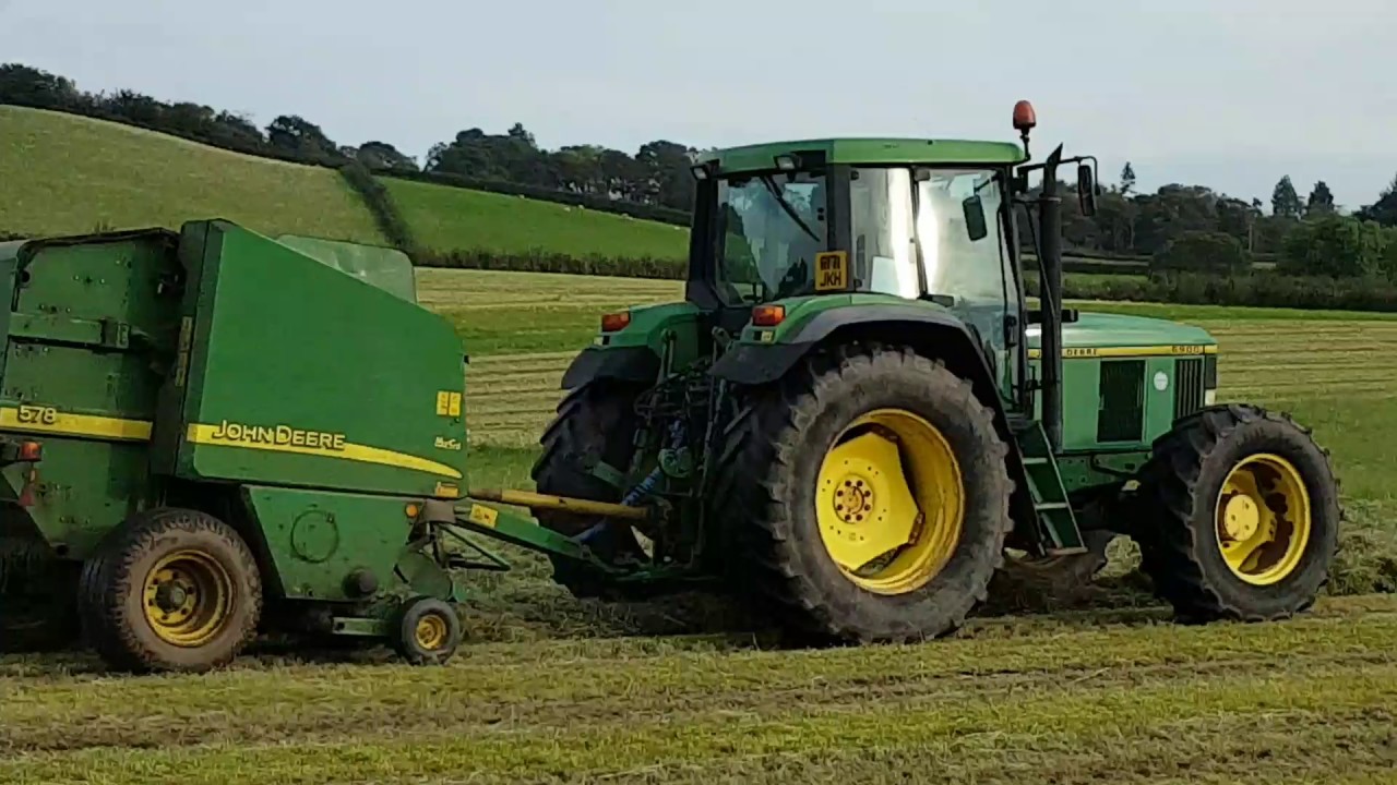 John Deere 6900 tractor  and John  Deere  578 round baler