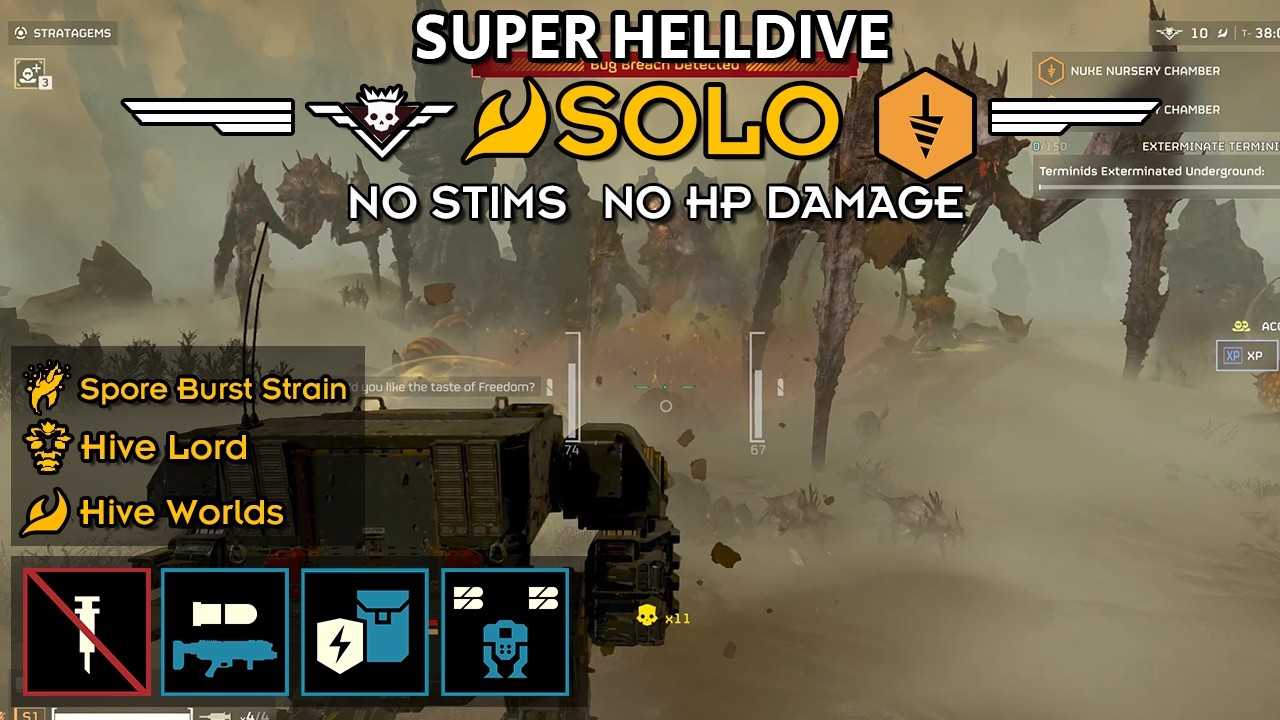 Helldivers 2 - Nuke Nursery (Super Helldive Solo / No Stims, No HP Damage)
