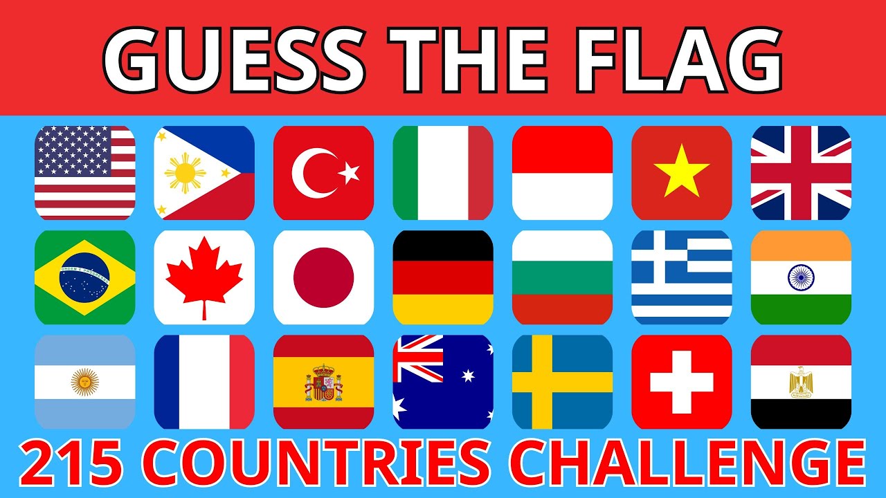 215 COUNTRIES FLAGS QUIZ CHALLENGE RACE