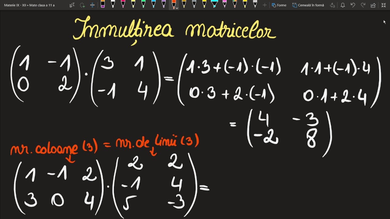 Inmultirea matricelor  de ordin 2 3 diferit cu un numar clasa 11 exercitii (Invata Matematica Usor)