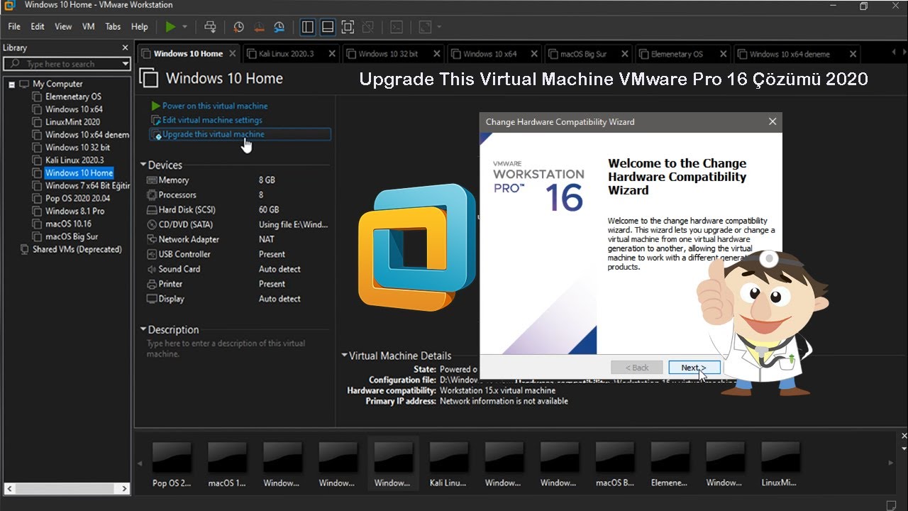 Upgrade This Virtual Machine VMware Pro 16 Çözümü 2020